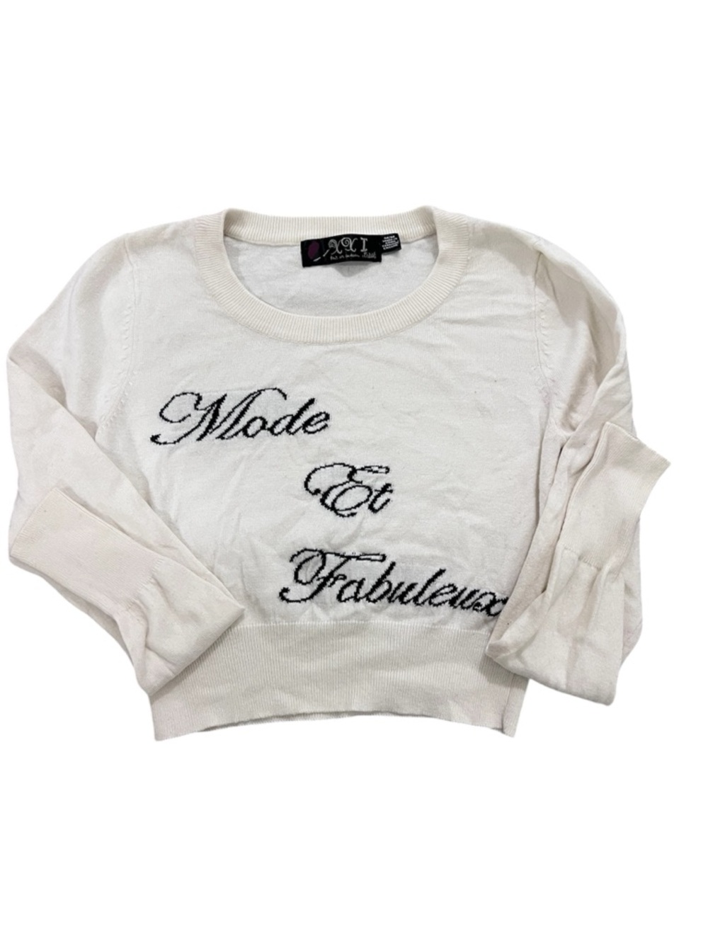 White 'Mode Et Fabuleux' Script Sweater